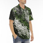 Men's Polo Shirt Green Python Snake Scale