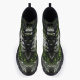 Casual Leather Chunky Boots Green Python Snake Scale