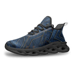Sports Sneakers Doodle Arrows on Blue Denim Print