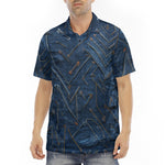 Men's Polo Shirt Doodle Arrows on Blue Denim Print