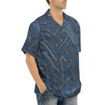 Hawaiian Shirt Doodle Arrows on Blue Denim Print