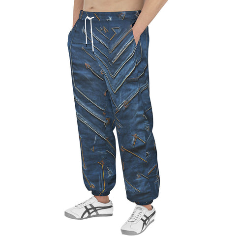 Men's Sweatpants Doodle Arrows on Blue Denim Print