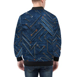 Bomber Jacket Doodle Arrows on Blue Denim Print
