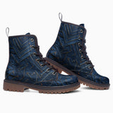 Leather Boots Doodle Arrows on Blue Denim Print
