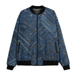 Bomber Jacket Doodle Arrows on Blue Denim Print