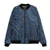 Bomber Jacket Doodle Arrows on Blue Denim Print