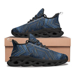 Sports Sneakers Doodle Arrows on Blue Denim Print