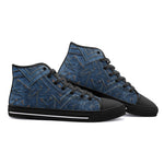 High-Top Canvas Shoes Doodle Arrows on Blue Denim Print