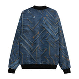 Bomber Jacket Doodle Arrows on Blue Denim Print