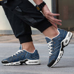 Air Cushion Sneakers Doodle Arrows on Blue Denim Print
