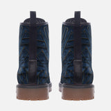 Leather Boots Doodle Arrows on Blue Denim Print