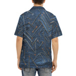 Hawaiian Shirt Doodle Arrows on Blue Denim Print