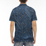 Men's Polo Shirt Doodle Arrows on Blue Denim Print