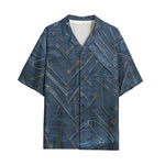 Hawaiian Shirt Doodle Arrows on Blue Denim Print