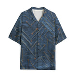 Hawaiian Shirt Doodle Arrows on Blue Denim Print