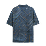 Hawaiian Shirt Doodle Arrows on Blue Denim Print