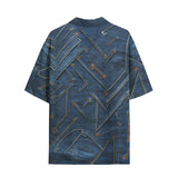 Hawaiian Shirt Doodle Arrows on Blue Denim Print