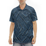 Men's Polo Shirt Abstract Blue Denim Cloth Print