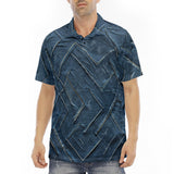 Men's Polo Shirt Abstract Blue Denim Cloth Print