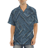 Hawaiian Shirt Abstract Blue Denim Cloth Print