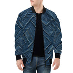 Bomber Jacket Abstract Blue Denim Cloth Print