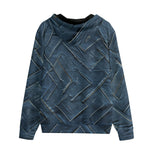 Men's Zip Up Hoodie Abstract Blue Denim Cloth Print