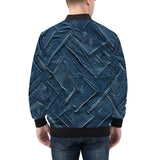 Bomber Jacket Abstract Blue Denim Cloth Print