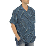 Hawaiian Shirt Abstract Blue Denim Cloth Print