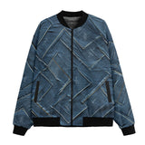 Bomber Jacket Abstract Blue Denim Cloth Print