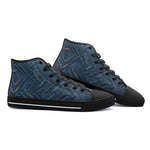 High-Top Canvas Shoes Abstract Blue Denim Cloth Print