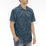 Men's Polo Shirt Abstract Blue Denim Cloth Print