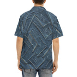 Hawaiian Shirt Abstract Blue Denim Cloth Print