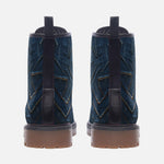 Leather Boots Abstract Blue Denim Cloth Print