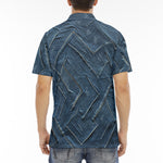 Men's Polo Shirt Abstract Blue Denim Cloth Print