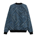 Bomber Jacket Abstract Blue Denim Cloth Print