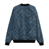 Bomber Jacket Abstract Blue Denim Cloth Print