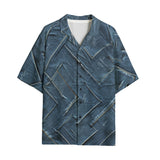 Hawaiian Shirt Abstract Blue Denim Cloth Print