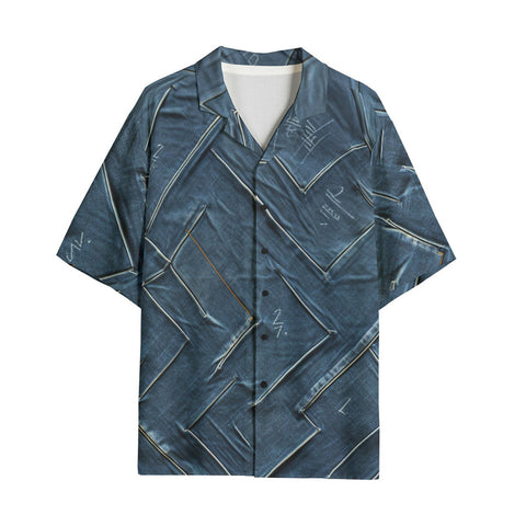 Hawaiian Shirt Abstract Blue Denim Cloth Print