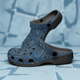 Classic Clogs Abstract Blue Denim Cloth Print
