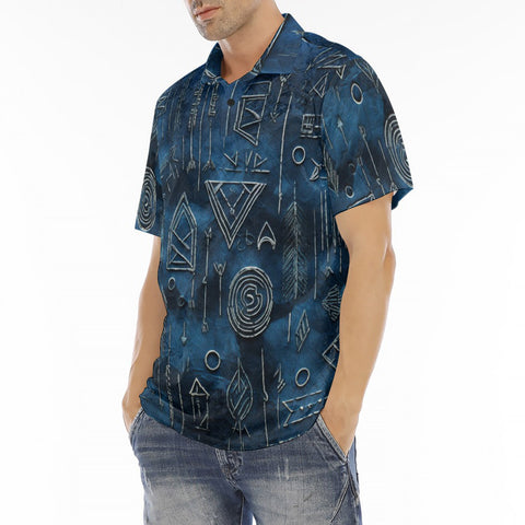 Men's Polo Shirt Abstract Geometric Symbols