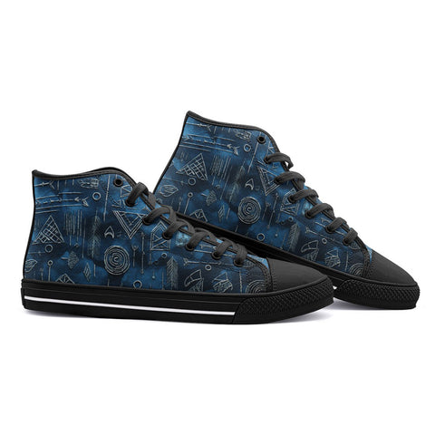 High-Top Canvas Shoes Abstract Geometric Symbols