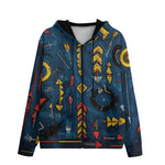 Men's Zip Up Hoodie Abstract Arrows in Red Yellow Blue