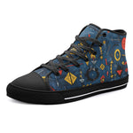 High-Top Canvas Shoes Abstract Arrows in Red Yellow Blue