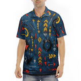 Men's Polo Shirt Abstract Arrows in Red Yellow Blue