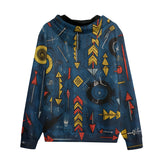 Men's Zip Up Hoodie Abstract Arrows in Red Yellow Blue