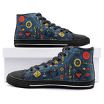 High-Top Canvas Shoes Abstract Arrows in Red Yellow Blue