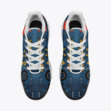 Air Cushion Sneakers Abstract Arrows in Red Yellow Blue