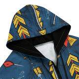 Men's Zip Up Hoodie Abstract Arrows in Red Yellow Blue