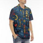 Men's Polo Shirt Abstract Arrows in Red Yellow Blue
