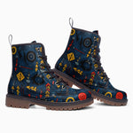 Leather Boots Abstract Arrows in Red Yellow Blue